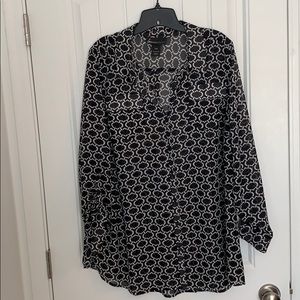 Black and white button down blouse